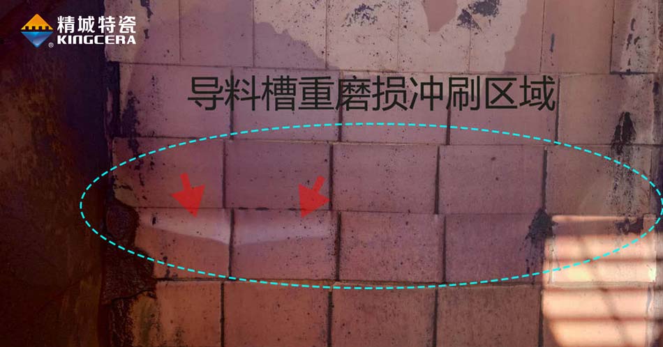導料槽重磨損沖刷區(qū)域